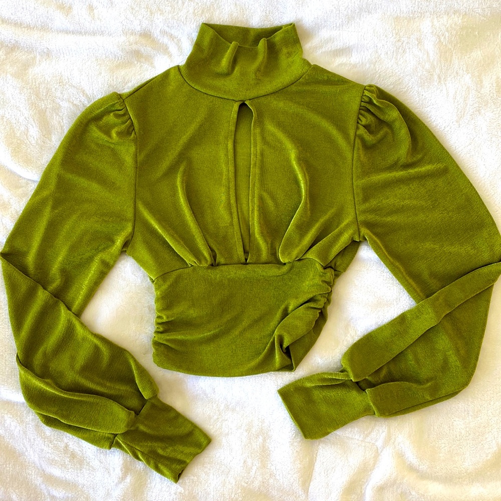 Shein cropped turtleneck cutout long sleeve top